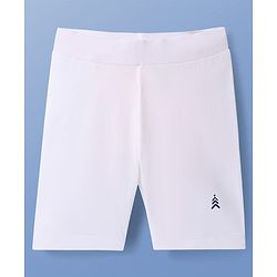 Pine Kids Cotton Lycra Solid Colour Cycling Short With Logo Print Pack Of 3 - White