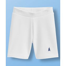 Pine Kids Cotton Lycra Solid Colour Cycling Short With Logo Print Pack Of 3 - White