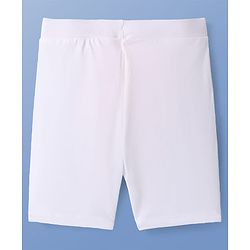 Pine Kids Cotton Lycra Solid Colour Cycling Short With Logo Print Pack Of 3 - White