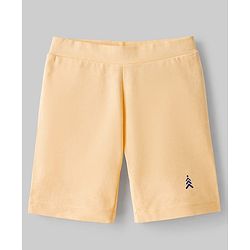 Pine Kids Cotton Lycra Knit Above Knee Length Cycling Shorts with Brand Logo Print - (Colour May Vary)