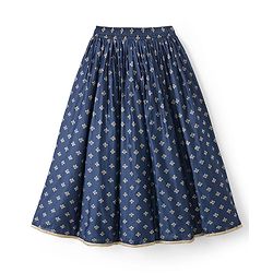 Pine Kids Woven Sleeveless Choli Lehenga Set with Dupatta Sequin Detailing & Floral Glitter Print - Navy Blue