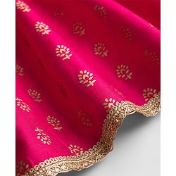 Pine Kids Woven Sleeveless Choli Lehenga Set with Dupatta Embroidery & Foil Print - Pink