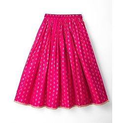 Pine Kids Woven Sleeveless Choli Lehenga Set with Dupatta Embroidery & Foil Print - Pink
