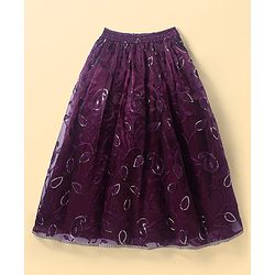 Pine Kids Woven Sleeveless Choli Lehenga Set with Dupatta Sequin Detailing & Floral Print - Purple