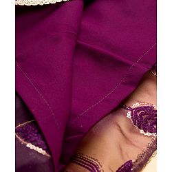 Pine Kids Woven Sleeveless Choli Lehenga Set with Dupatta Sequin Detailing & Floral Print - Purple