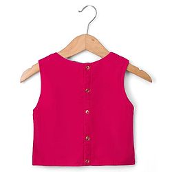 Pine Kids Woven Sleeveless Floral Embroidered Choli Lehenga Set with Dupatta - Dark Pink