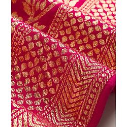 Pine Kids Woven Sleeveless Floral Embroidered Choli Lehenga Set with Dupatta - Dark Pink