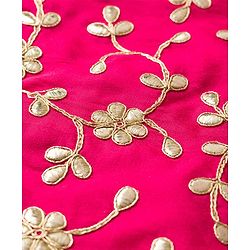 Pine Kids Woven Sleeveless Floral Embroidered Choli Lehenga Set with Dupatta - Dark Pink