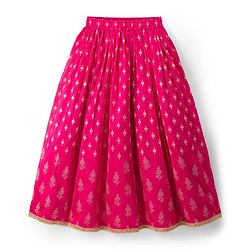 Pine Kids Woven Sleeveless Choli Lehenga Set with Dupatta Glitter Print - Pink