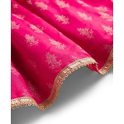 Pine Kids Woven Sleeveless Choli Lehenga Set with Dupatta Glitter Print - Pink