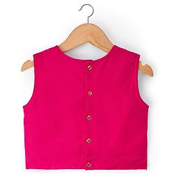 Pine Kids Woven Sleeveless Choli Lehenga Set with Dupatta Glitter Print - Pink