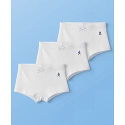 Pine Kids Cotton Elastane Hipster With Logo Print Pack Of 3 - White