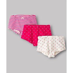 Pine Kids Cotton Knit Star Printed & Striped Panties Pack Of 3 - Multicolour