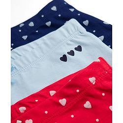 Pine Kids Cotton Elastane Knit Hearts & Polka Dots Printed Panties With Bow Applique Pack Of 3 ( Colour May Vary )