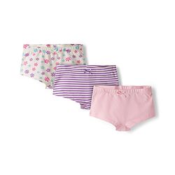 Pine Kids Cotton Elastane Knit Hipster With Floral Print Pack Of 3 (Colour May Vary)