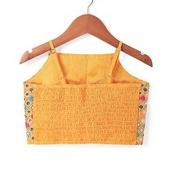 Pine Kids Woven Sleeveless Choli Lehenga & Dupatta Set With Floral Print & Sequin Embroidery - Yellow