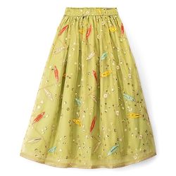 Pine Kids Woven Sleeveless Choli Lehenga Set With Dupatta & Sequin Floral Detailing - Olive Green
