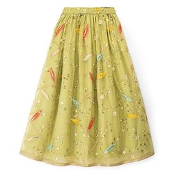 Pine Kids Woven Sleeveless Choli Lehenga Set With Dupatta & Sequin Floral Detailing - Olive Green