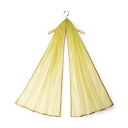 Pine Kids Woven Sleeveless Choli Lehenga Set With Dupatta & Sequin Floral Detailing - Olive Green
