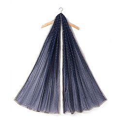Pine Kids Viscose Woven Full Sleeves Kurta Salwar & Dupatta Set With Floral Foil Print - Navy Blue