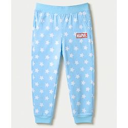 Pine Kids Marvel 100% Cotton Single Jersey Knit Full Sleeves T-Shirt & Pajama Night Suit with Captain America Graphic Print - Light Blue