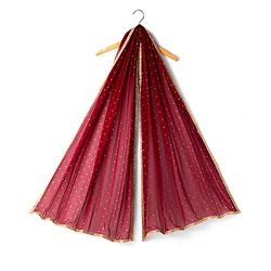 Pine Kids Woven Full Sleeves Kurta Salwar Set With Floral Foil Print & Dupatta - Maroon