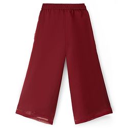 Pine Kids Woven Full Sleeves Indo Western Set With Floral Foil Print - Maroon