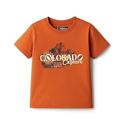 Pine Kids Cotton Knit Half Sleeves T-Shirt & Joggers Set with Text Print - Rust Orange