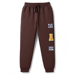 Pine Kids Cotton Knit Half Sleeves T-Shirt & Joggers Set with Text Print - Brown