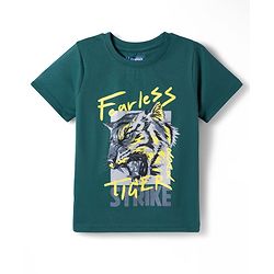 Pine Kids Cotton Knit Half Sleeves T-Shirt & Lounge Pant Set with Text Graphic - Green