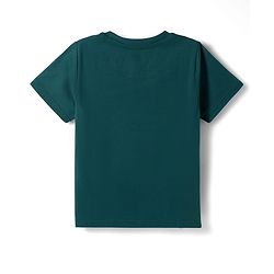 Pine Kids Cotton Knit Half Sleeves T-Shirt & Lounge Pant Set with Text Graphic - Green