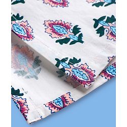 Pine Kids 100% Cotton Woven Full Sleeves Floral Printed Kurta - White