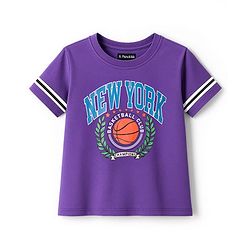Pine Kids Cotton Knit Half Sleeves T-Shirt & Joggers Set with Text Print - Purple
