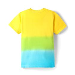 Pine Kids Single Jersey Knit Half Sleeves T-Shirt & Shorts Set with Beach Theme Print - Yellow