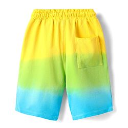 Pine Kids Single Jersey Knit Half Sleeves T-Shirt & Shorts Set with Beach Theme Print - Yellow