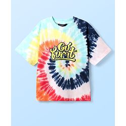 Pine Kids Single Jersey Knit Half Sleeves T-Shirt & Shorts Set with Text Print - Navy Blue