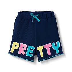 Pine Kids Single Jersey Knit Half Sleeves T-Shirt & Shorts Set with Text Graphic - Navy Blue