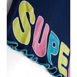Pine Kids Single Jersey Knit Half Sleeves T-Shirt & Shorts Set with Text Graphic - Navy Blue