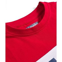 Pine Kids Cotton Knit Half Sleeves Cut & Sew T-Shirt & Lounge Pant Set with Text Graphic - Navy Blue
