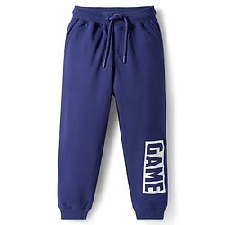 Pine Kids Cotton Knit Half Sleeves Cut & Sew T-Shirt & Lounge Pant Set with Text Graphic - Navy Blue