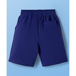 Pine Kids Cotton Knit Half Sleeves T-Shirt & Shorts Set with Beach Theme Print - Navy Blue