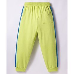 Pine Kids Cotton Knit Half Sleeves T-Shirt & Lounge Pant Set With Text Print - White & Lime Green
