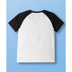 Pine Kids Cotton Knit Half Raglan Sleeves Cut & Sew T-Shirt & Shorts Set with Just Be Cool Print - Black & White
