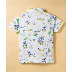 Pine Kids Single Jersey Knit Half Sleeves Shirt & Shorts Co-ord Set With Boat Print & Inner Tee - White
