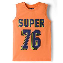 Pine Kids Cotton Knit Sleeveless Tank T-Shirts with Text Print Pack of 5 - Multicolor