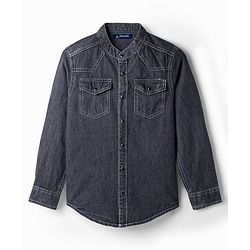 Pine Kids 100% Cotton Woven Full Sleeves Denim Shirt - Black
