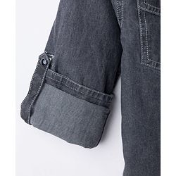 Pine Kids 100% Cotton Woven Full Sleeves Denim Shirt - Black