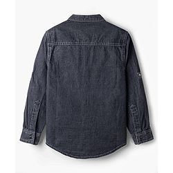 Pine Kids 100% Cotton Woven Full Sleeves Denim Shirt - Black