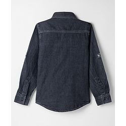 Pine Kids Woven Full Sleeves Solid Denim Shirt - Black