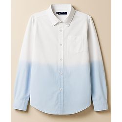 Pine Kids Cotton Woven Full Sleeves Solid Colour Shirt - Blue & White